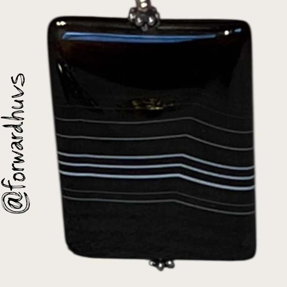 Rectangular Black Stone Pendant White Banding Pol… - image 4